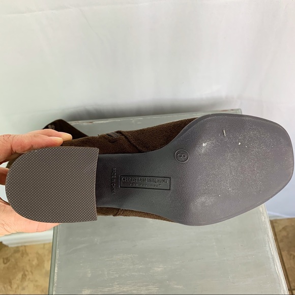 Tall Sueded Brown Block Heel Over The Knee Boots - Picture 12 of 16